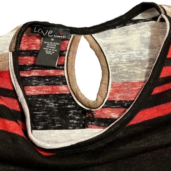Love by Chesley Striped Top with Fall Colors , Ruching - Picture 4 of 6
